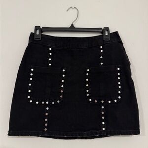 Zara Black Mini Skirt with Silver Studs